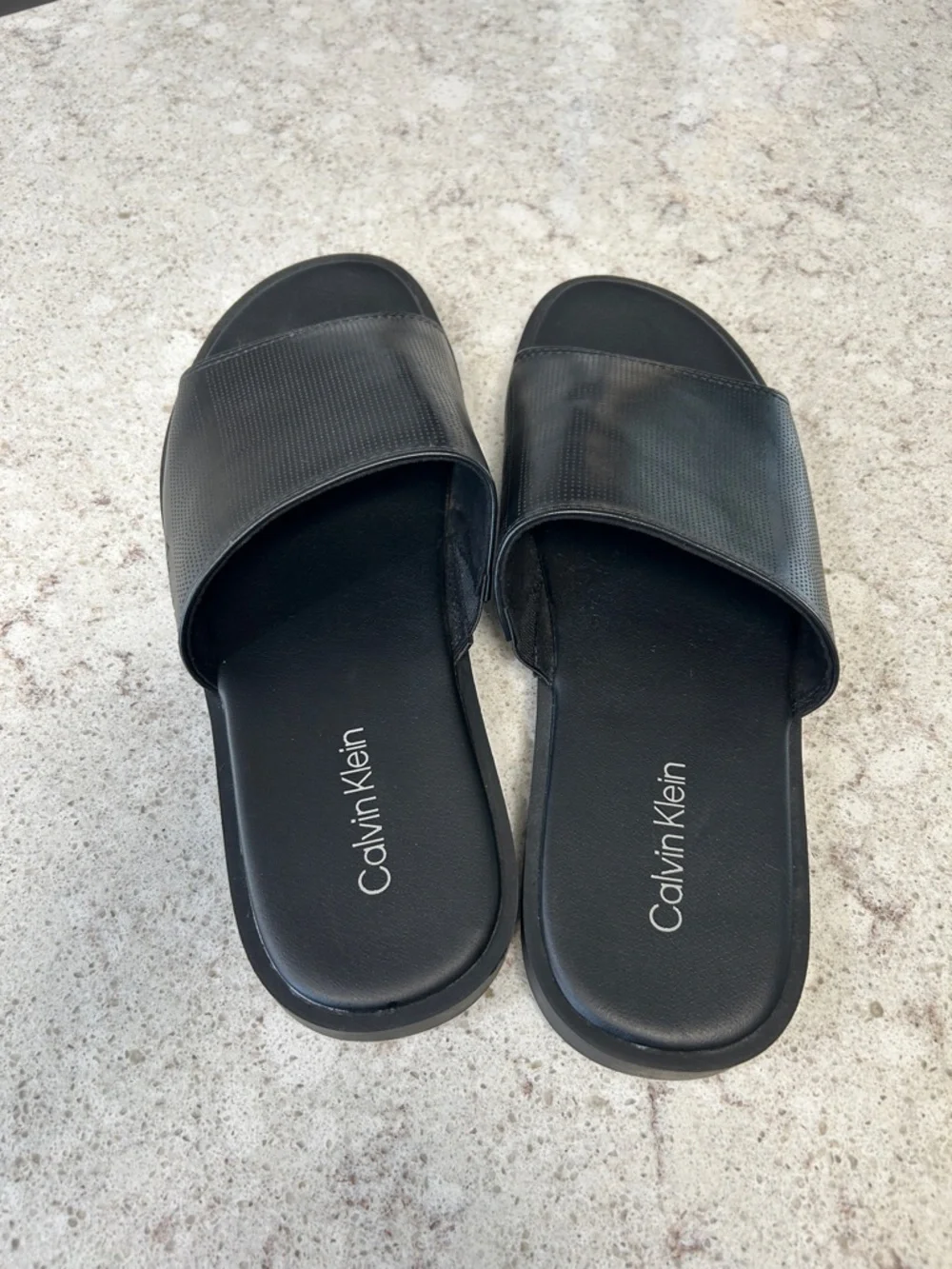 Calvin Klein Black Perforated Slide Sandals